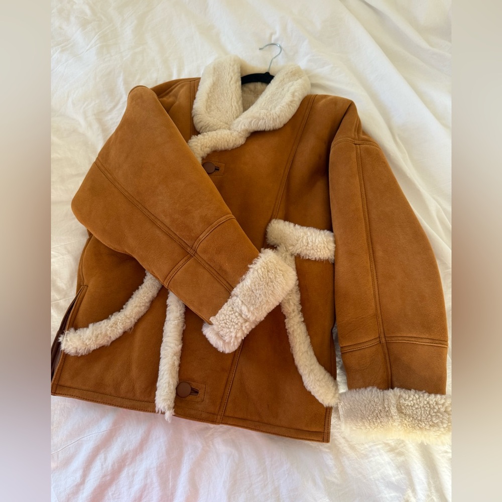 SANDRO Royal 100% Shearling Leather Jacket - Picture 13 of 14